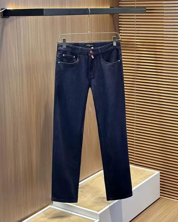 KITON été lettre broderie bouton rouge jean droit décontracté