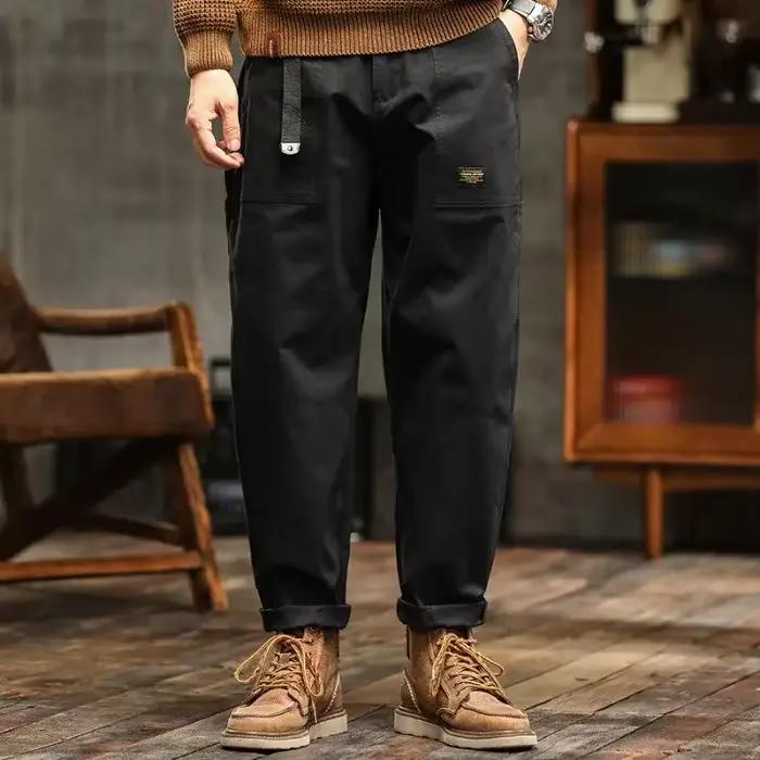 HIQOR hommes profil ample pantalon américain Vintage pantalon pour hommes taille haute armée vert ho