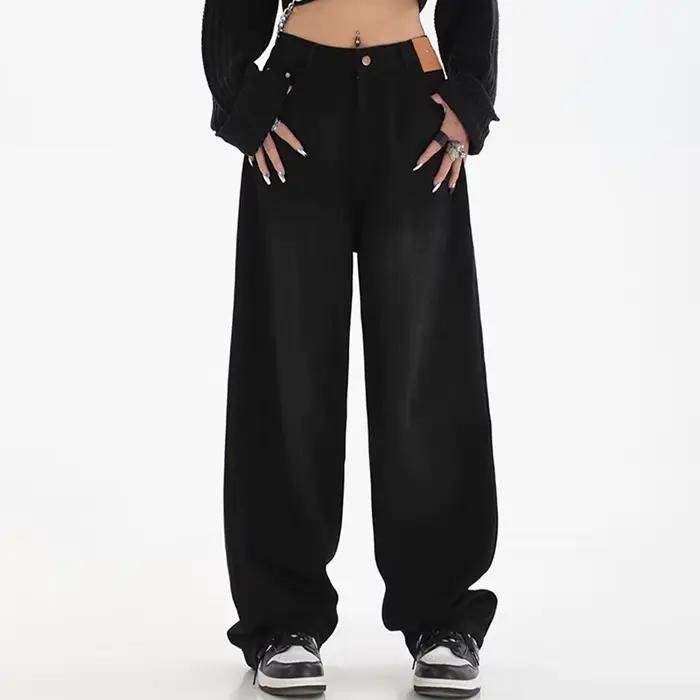 Femme taille haute coupe ajustée jambe large jean femme haute rue Y2k 2000s pantalons décontractés d