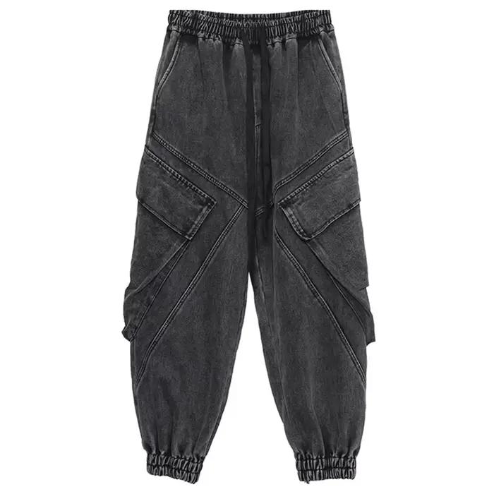 Jeans baggy déFlexpour hommes, pantalons de survêtement en denim, pantalons cargo décontractés, pant