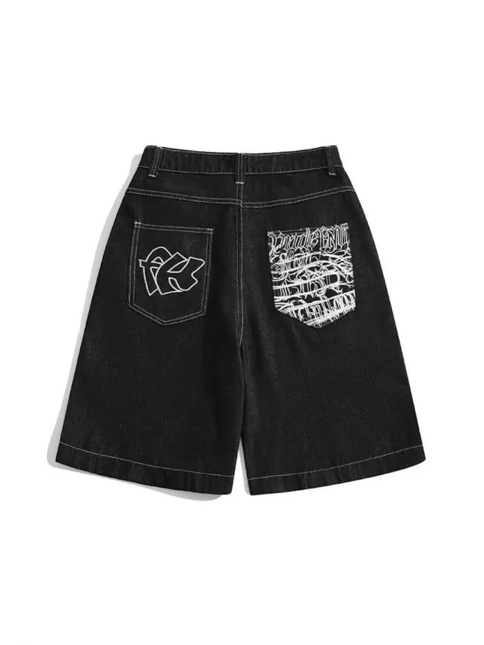 Shorts en jean amples style rétro américain pour homme – Nouvelle collection été avec broderie, coup