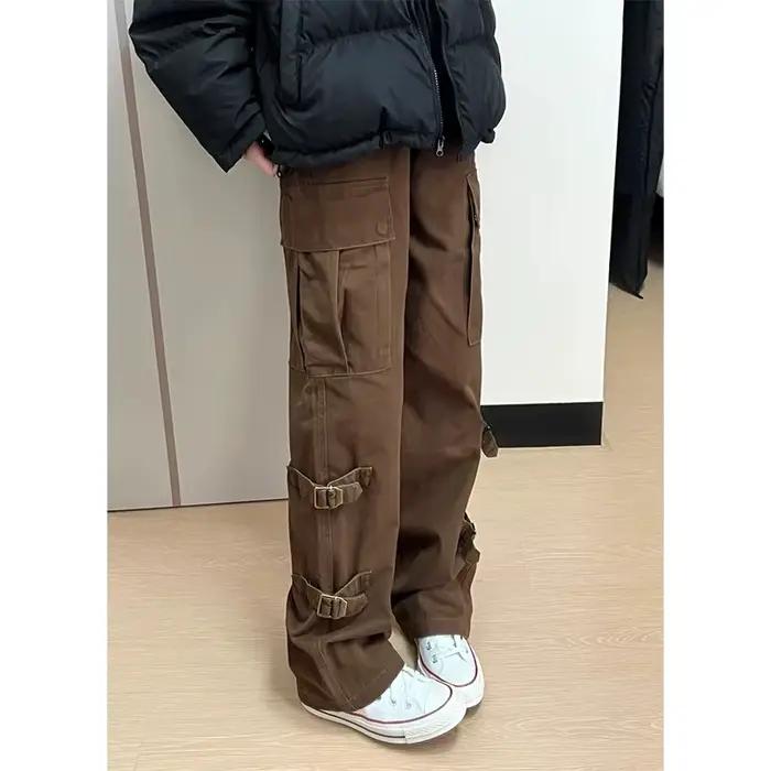 Salopette rétro américaine pour hommes, pantalon droit en pur coton, printemps-automne