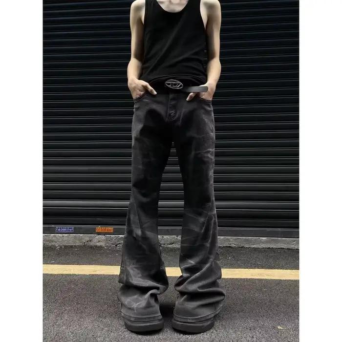 Jeans décontractés style streetwear américain pour hommes, coupe droite et ample, polyvalents, pour 
