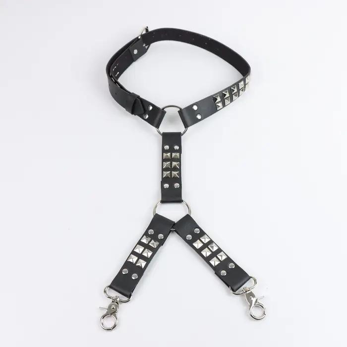 UYEE jambe gothique pour jean harnais noir Hip Hop jambe sangle unisexe en cuir PU Rivet ceinture ja