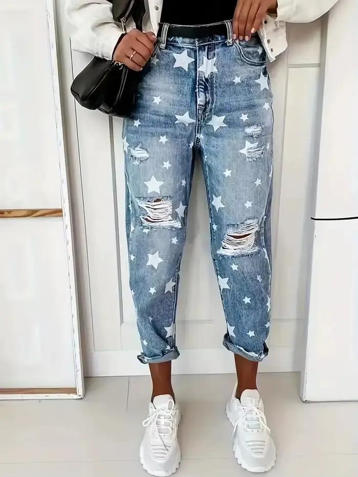 Nouveau jean amincissant en denim pour femme 2023, style européen, motif étoile, coupe ajustée, silh