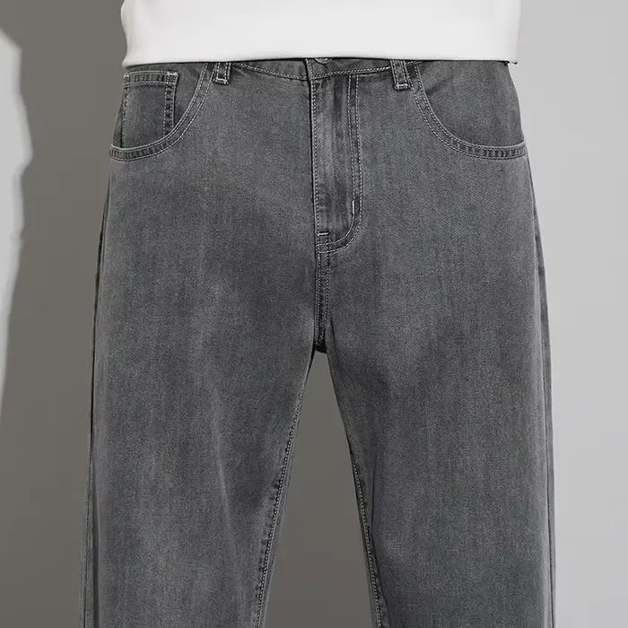 Lyocell – jean d'été fin pour homme d'affaires, taille haute, ample, confortable, droit, élastique, 