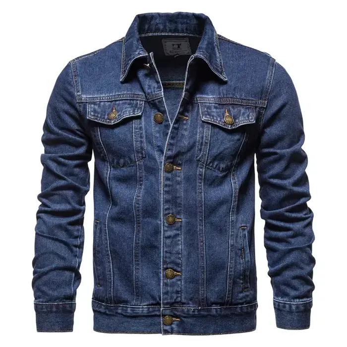 Veste en jean hommes mode moto jean vestes hommes casual surdimensionné coton décontracté noir bleu 