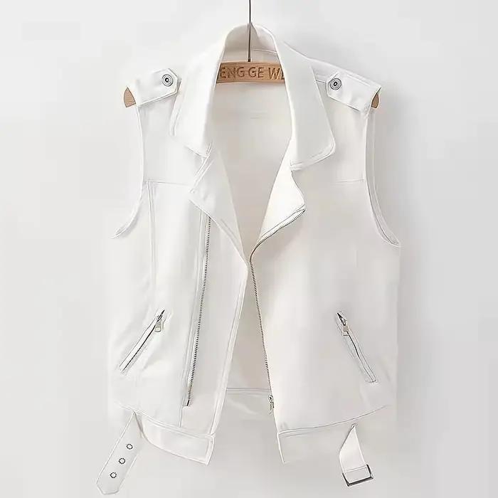 Veste en jean précieux pour femme, haut en jean, manteau en fibre précieuse, fermeture éclair, blanc