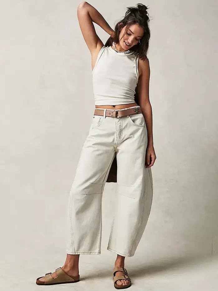 Jean large en denim pour femme, style rétro américain, pantalon Y2K streetwear, coupe droite, décont
