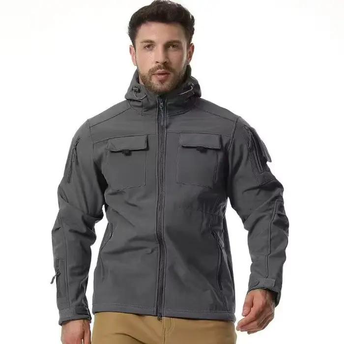 Veste à capuche épaisse multi-poches pour hommes, coupe-vent, chaude, pour randonnée en plein air, a
