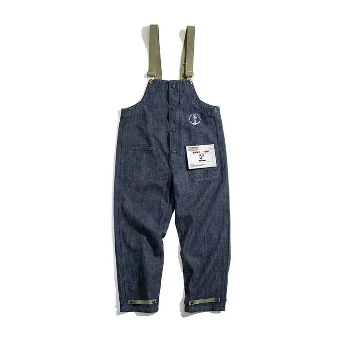 Maden Vintage unisexe Denim salopette Baggy Fit marine pont combinaisons Couple coton jambe large su