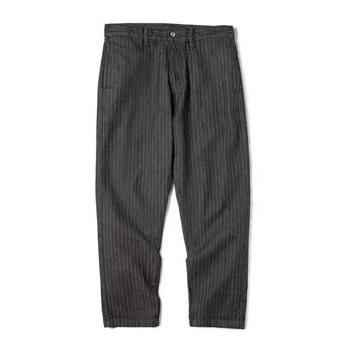 Maden Retro 12,8 oz jean rayé gris coupe droite zippé avec poches pantalon polyvalent à chevrons pou