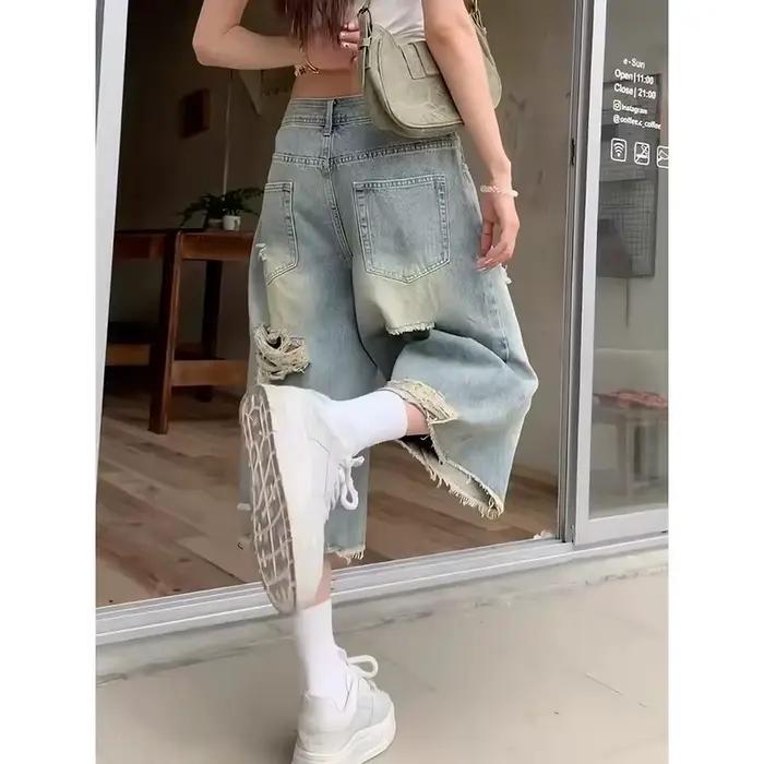 YIBASHU Jeans vintage américains Y2k années 90 pour femmes, pantalon Harajuku surdimensionné, ample,