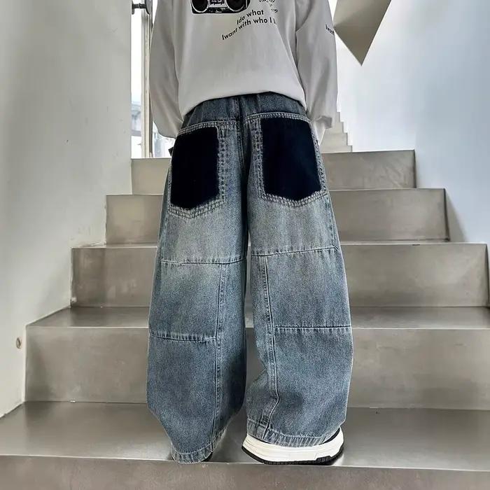 Jeans pour garçons automne 2025 nouveau Zhongda enfants automne pantalons décontractés amples pour g