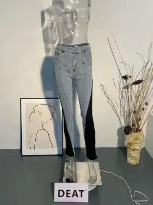 DEAT-Jean slim taille haute pour femme, pantalon crayon en denim, patchwork, nouvelle collection aut