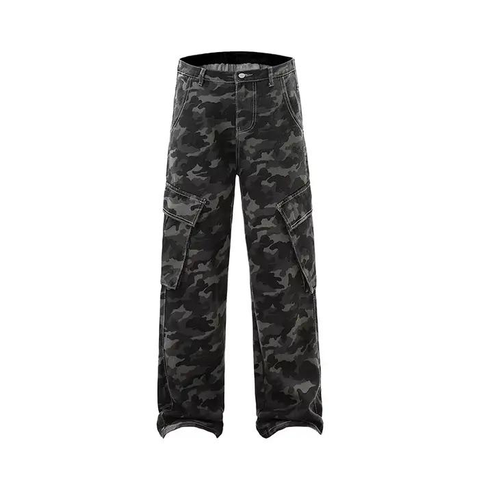 CHRLCK mode américaine Camouflage jean hommes ample grande poche jean décontracté rue mode coupe-ven