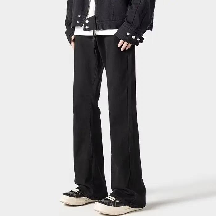 Automne nouveau jean hommes haute rue rétro américain Micro-évasé mince mince droit décontracté pant