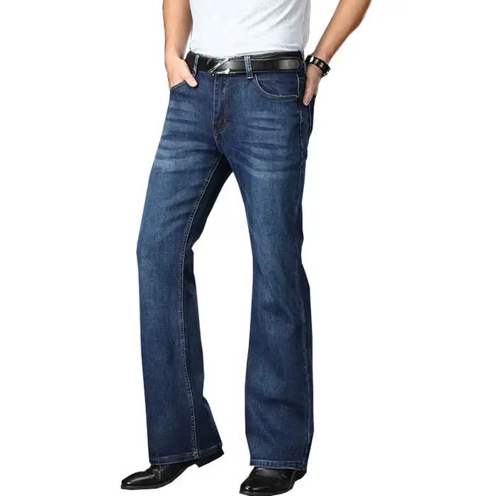 Jean évasé pour hommes, jambe coupée, jean classique de styliste, taille haute, extensible, ample, é