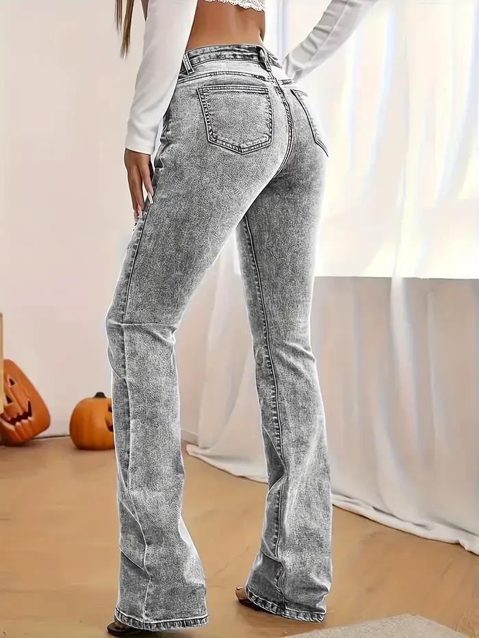 Jean Bootcut gris taille basse pour femmes, Style Y2K, lavage de neige, pantalon en Denim élégant St