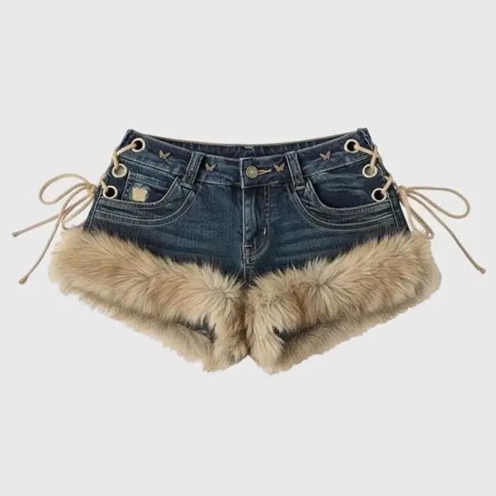 Jean court Vintage américain pour femmes, moulant en détresse, Streetwear Y2k rétro Denim, bouton d'