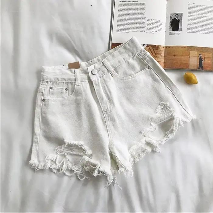 A-ligne Denim pantalons chauds femmes taille haute solide été jambe large jean court femme tenue de 