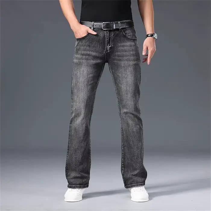 Jean micro-évasé taille mi-haute pour homme 2026 – Pantalon décontracté élastique de haute qualité