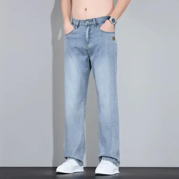 Jean en Lyocell Soie Glacée pour Homme – Pantalon en Denim Ultra-Fin Coréen Tendance, Doux, Fluide e
