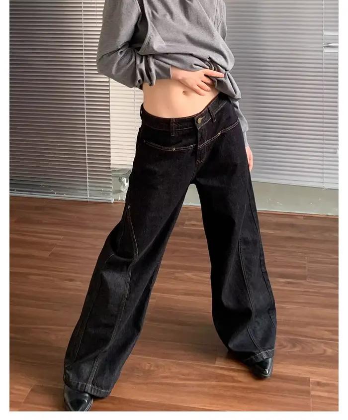 Jeans à jambes droites pour femmes, nouveau design d'automne, ample et mince, pantalon taille haute 