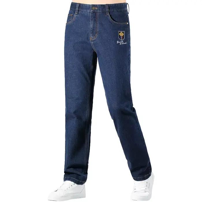 Bruce & Shlavabo-Jean classique bleu foncé pour homme, taille moyenne, jambe droite, jean extensible