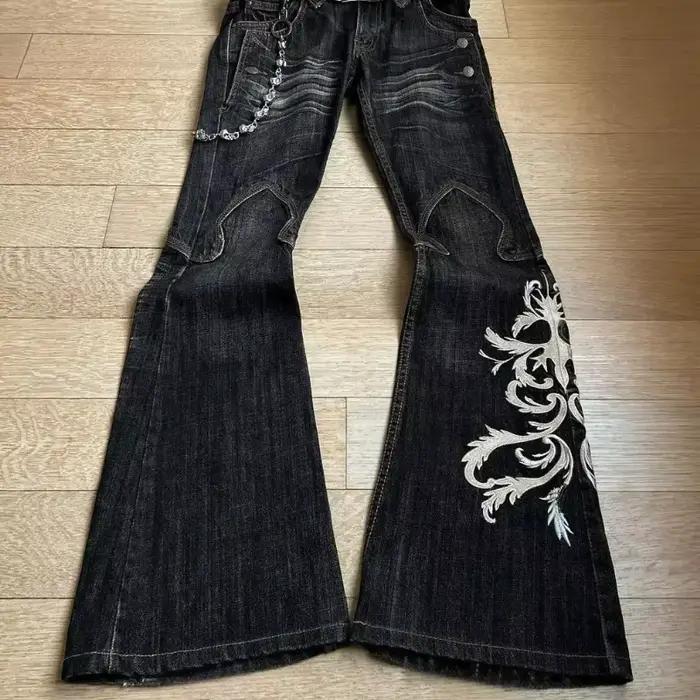Nouveau Jean Large Y2K Micro La Retro 2006 pour Femme, Taille Haute, Style Harajuku Ample Brodé, ave