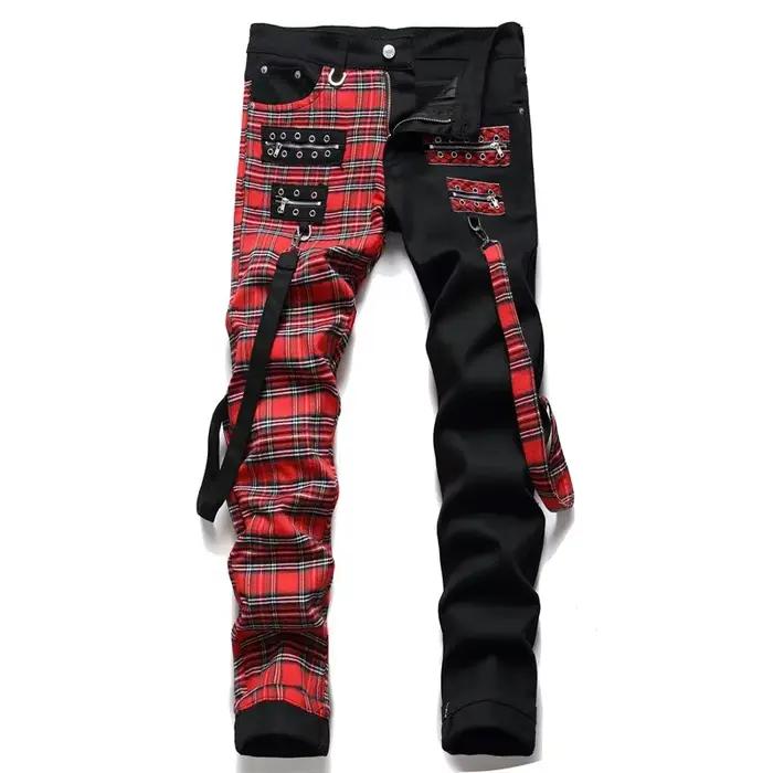 Hommes noir Denim jean grand Patch jean Slim Style italien Stretch Denim pantalon haute qualité mâle