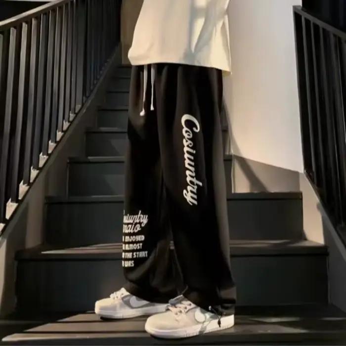Pantalon d'été pour hommes, élégant, avec cordon de serrage, imprimé, respirant, droit, polyvalent, 