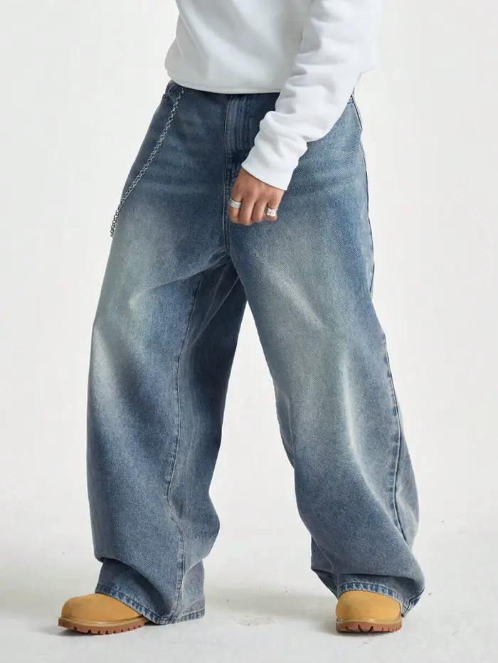 Manfinity EMRG Jean ample rétro délavé bleu clair pour homme