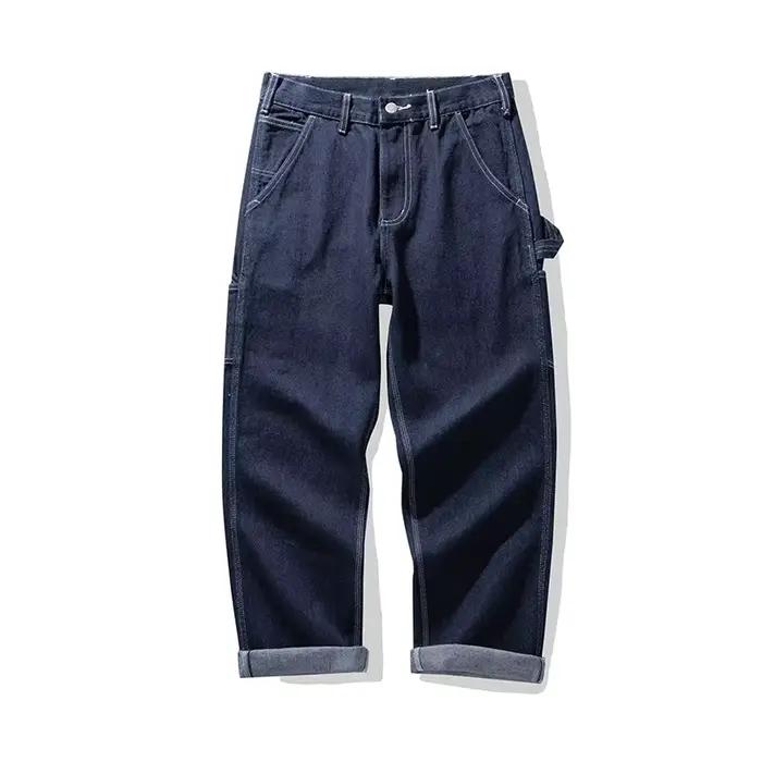 American Vintage Raw Denim Rail Worker Jeans - Pantalon de travail rayé multi-poches Americana / Pan