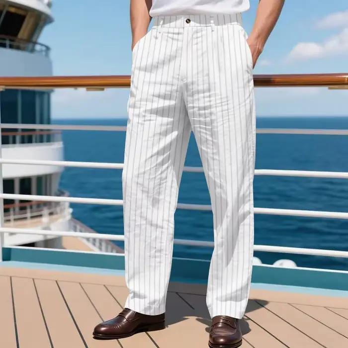 Amazon pantalons décontractés pour hommes été mince imitation chanvre petit carré ample plage pantal