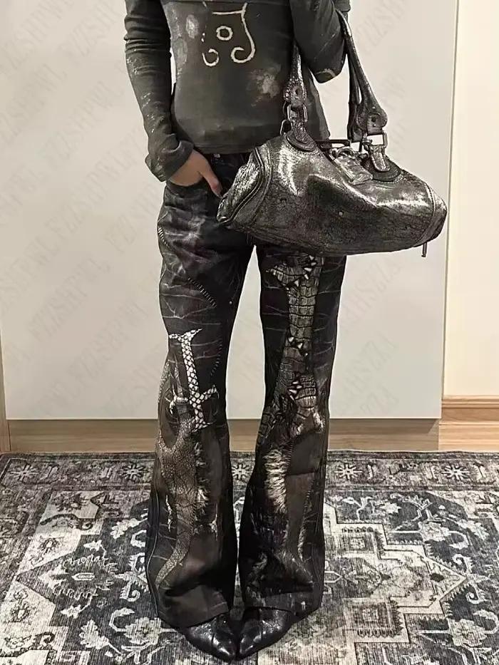 Nouveaux sous-culptures mode Vintage personnalité Style américain femmes jean mince confortable décontracté épicé fille jambe large pantalon droit