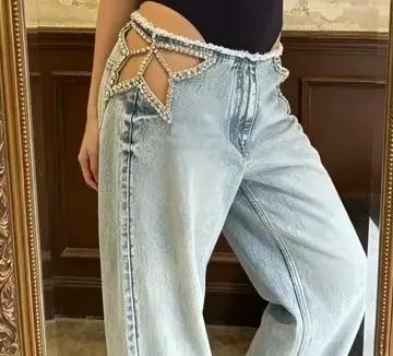 Jeans taille haute rétro américain pour filles