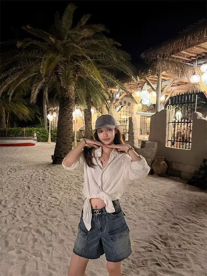 Short en jean cargo droit délavé style rétro pour femme - Nouvelle collection été
