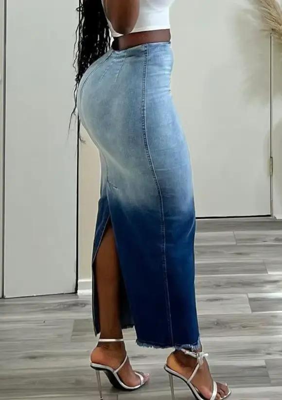 Robe courte en denim à imprimé tie-dye pour femme