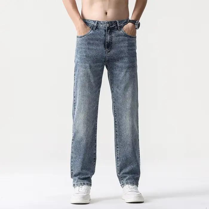 2025 nouveau été mince hommes jambe droite pantalon denim