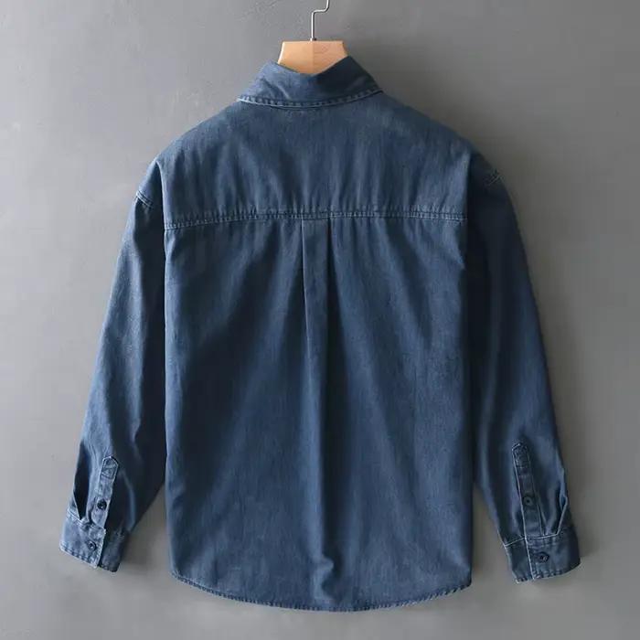 Salopette vintage américaine homme coton bleu gris décontractée col rabattu pour printemps automne voyage randonnée festival
