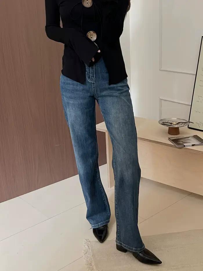 Jean droit vintage pour femme
