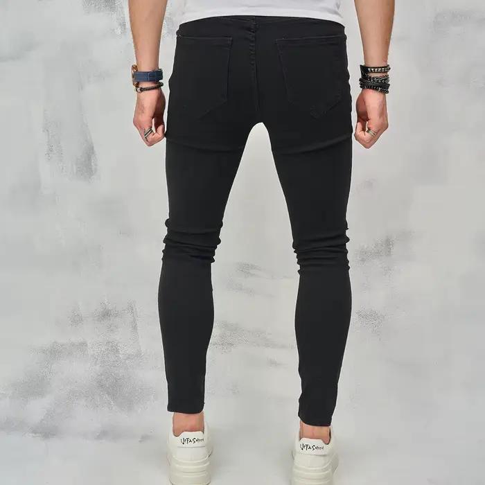 Streetwear hommes jean maigre déchiré genou longueur Hip Hop mode mince homme pantalon Stretch lavé Jogging décontracté