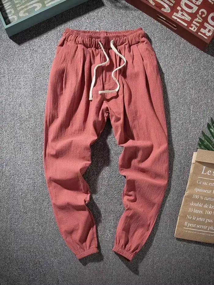 Pantalon décontracté homme taille élastique coton lin printemps été quotidien sport moderne