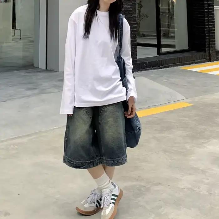 Shorts baggy décontractés femmes en polyester et coton pour style streetwear printemps été ocassions spéciales