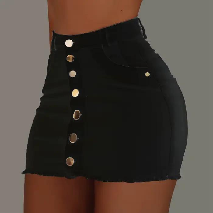 BKLD – Mini jupe en jean extensible pour femmes