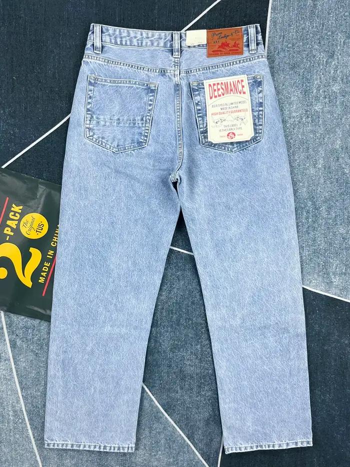 Jean en denim décontracté coupe droite style rétro américain pour homme