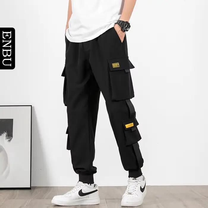 Pantalon cargo homme décontracté style hip-hop couleurs tendance plusieurs poches streetwear rubans techwear pantalon de survêtement pour garçons四季适用男式休闲裤Cargo风格