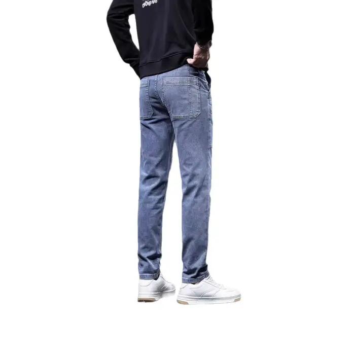 Jean vintage coupe droite pour homme – Tendance décontractée printemps-automne – Six poches – Pantalon long – Vêtement de travail – Confortable – En denim de coton