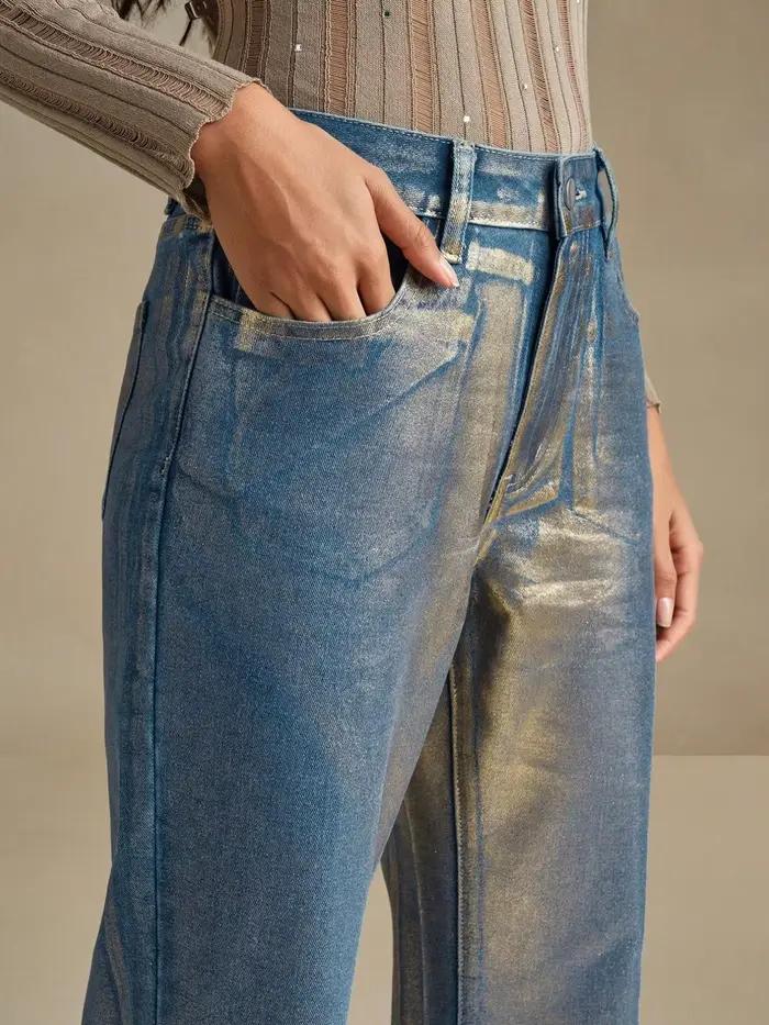 Jeans en denim vintage à taille haute